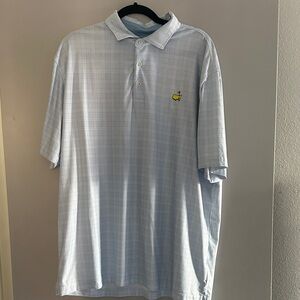 Men's Masters Tech Golf Light Blue Checkered Polo Shirt